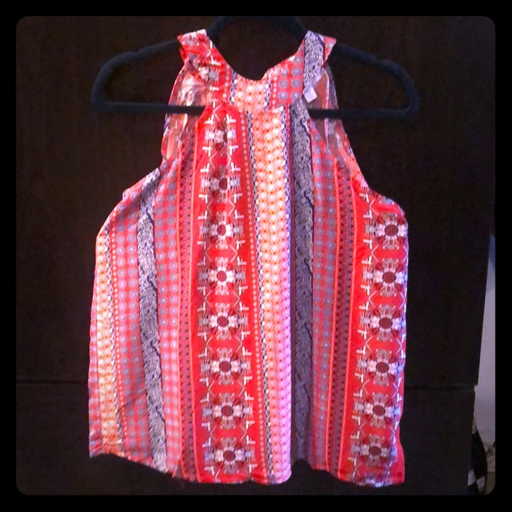 Red print blouse
